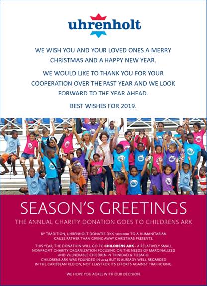 Annual Charity Donation to The Childrens Ark